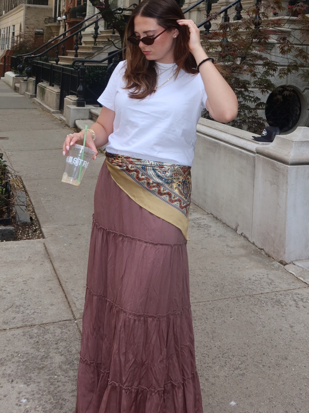 Mocha Tiered Maxi Skirt - Picture 2 of 5